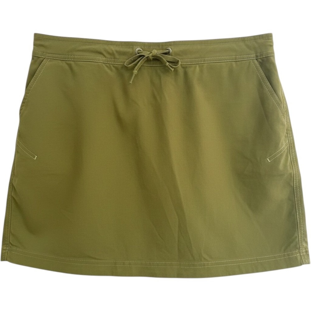 PrAna Breathe Skirt XL Olive Green Cotton Stretch Casual Drawstring USA Made